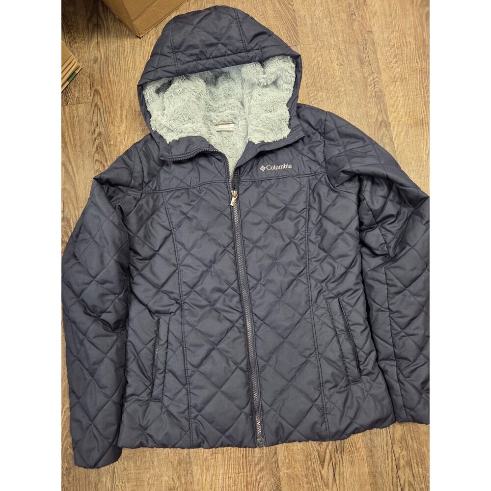 Columbia Women's Small Copper Crest Hooded Jacket Coat Collegiate Navy
